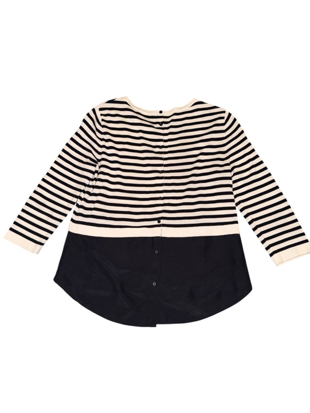 COS Women's Striped Cotton and Silk Mixed-Media Top w/ Button-down Back Panel XS - Picture 4 of 9